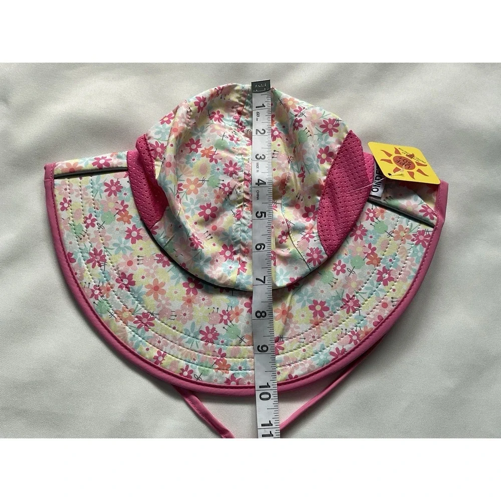 OMDEX Sun Hat Neck Flap Girls Floral Print and  UPF 50+ rating Medium
